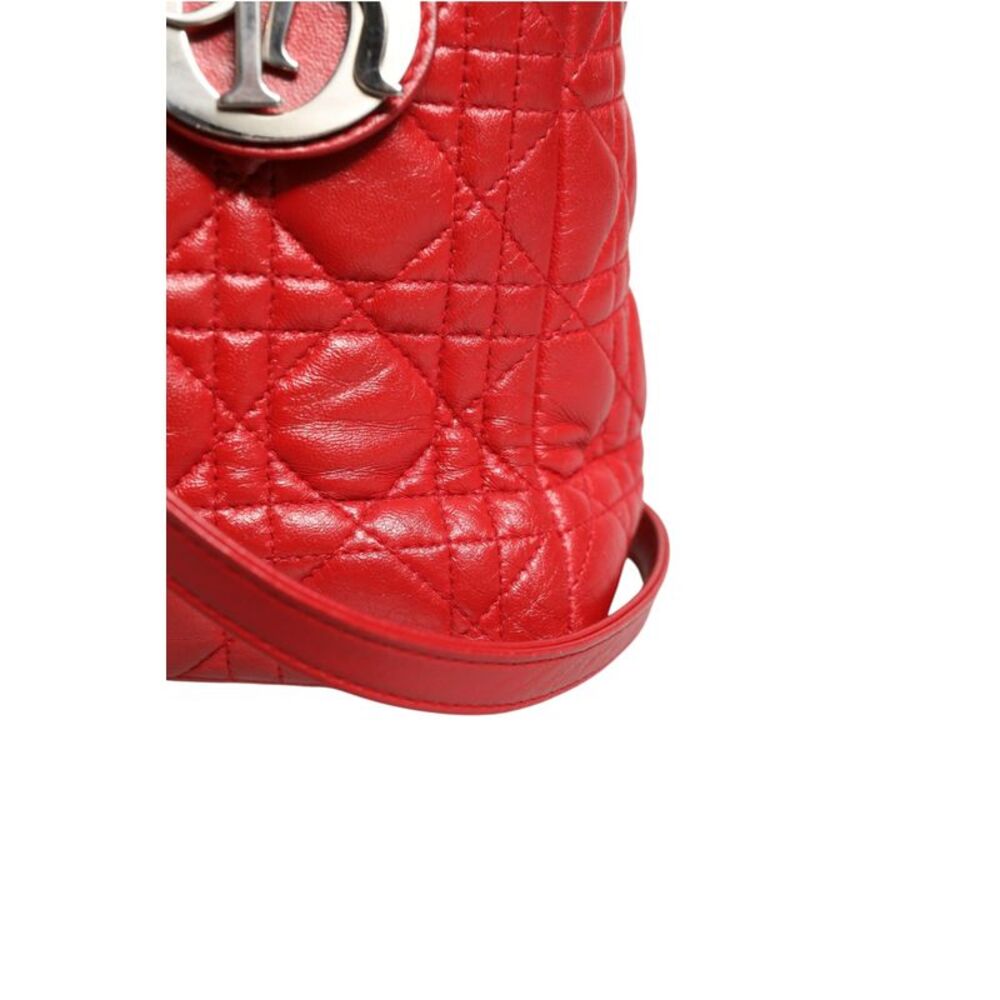 Christian Dior Red Cannage Lambskin Leather Lady Dior Women's Bag - Picture 5 of 6